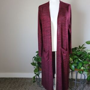 LulaRoe women's open front cardigan with pockets.